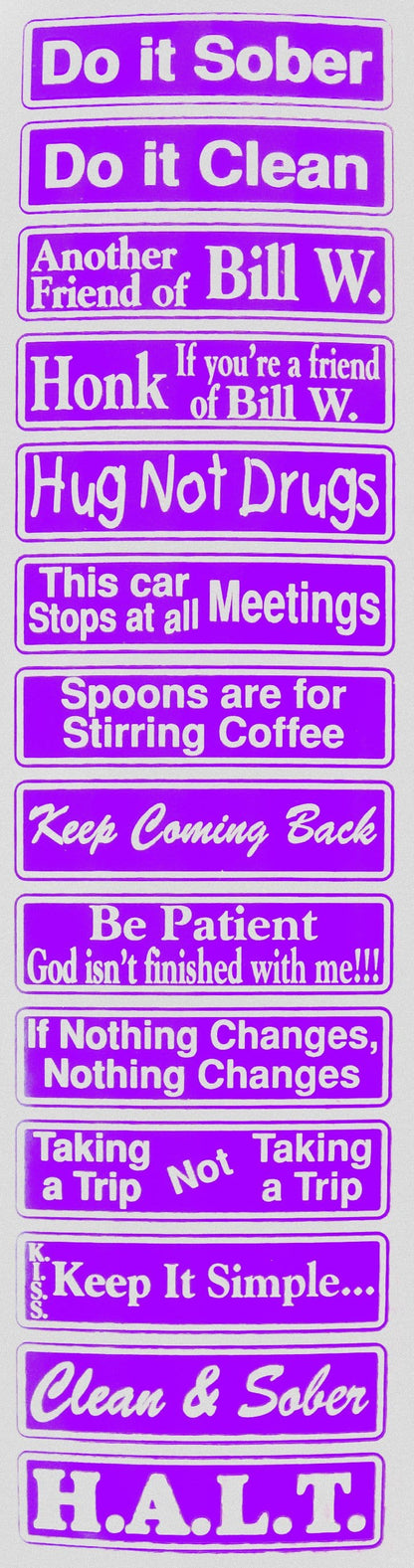 "Multiple Recovery Sayings Strip" Purple