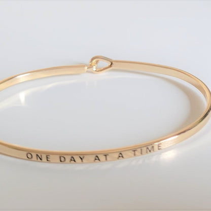 "One Day At A Time" Bracelet By Recovery Matters Gold