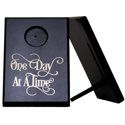 One Day At a Time Coin Holder Plaque Black