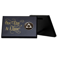 Load image into Gallery viewer, One Day At a Time Coin Holder Plaque Black (Horizontal)
