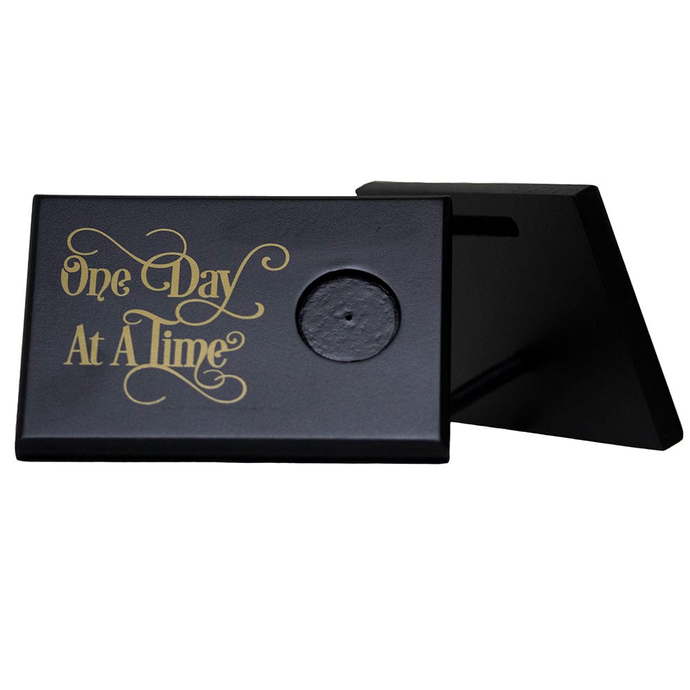 One Day At a Time Coin Holder Plaque Black (Horizontal)