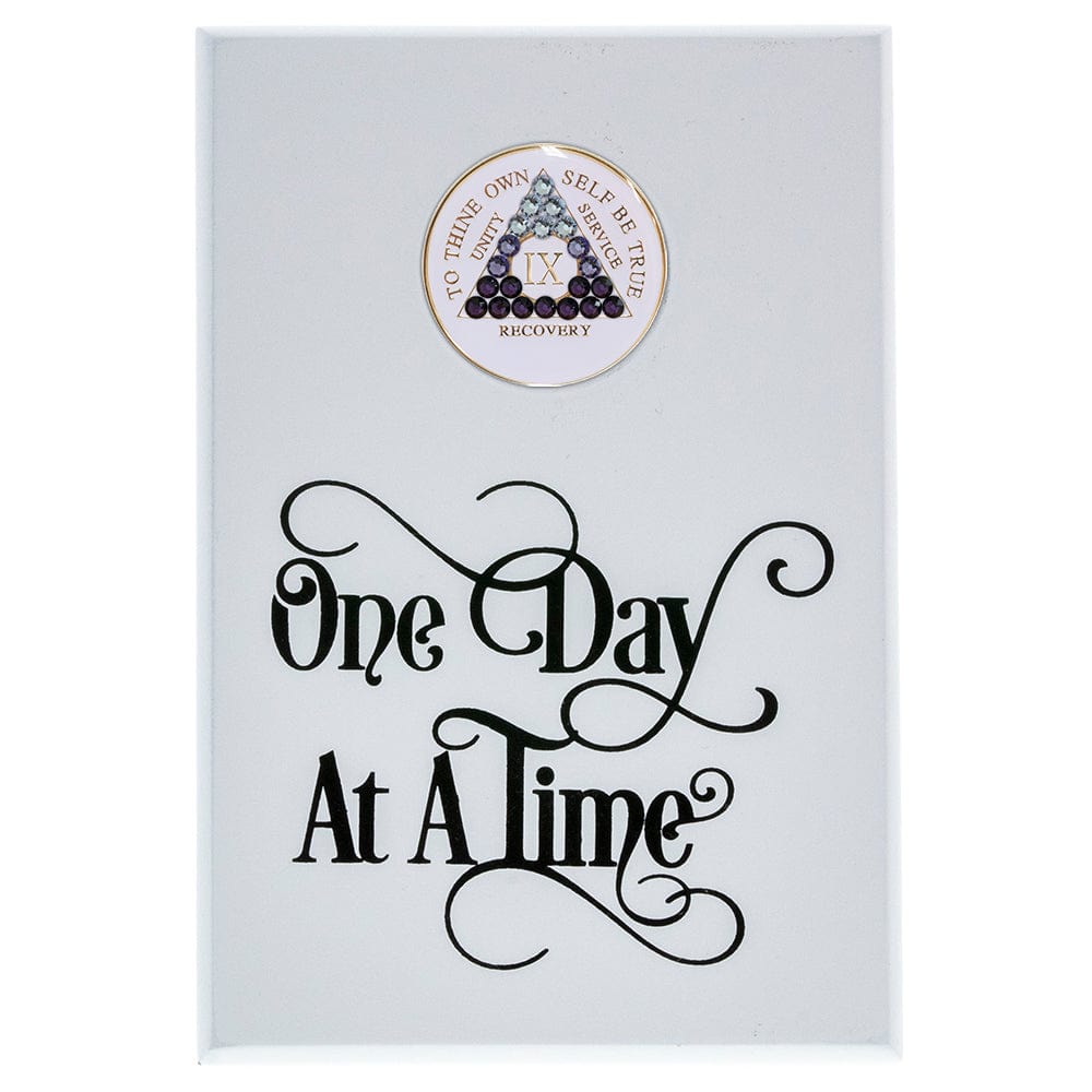 One Day At a Time Coin Holder Plaque White
