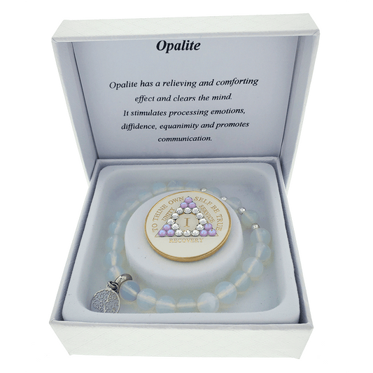 Opalite Crystal Bracelet with Matching Recovery Medallion