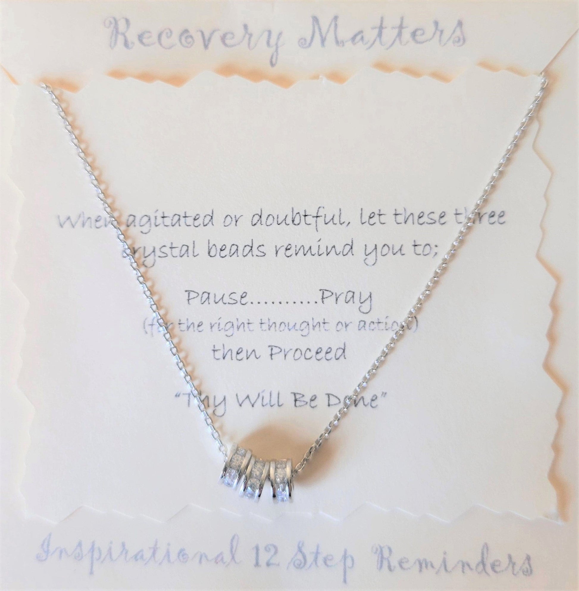 Pause, Pray, Proceed Silver Necklace By Recovery Matters