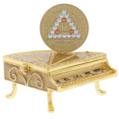 Piano Bling Box/Sobriety Chip Holder (with Chip)