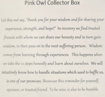 Pink Owl Bling Box/Sobriety Chip Holder (with Chip)