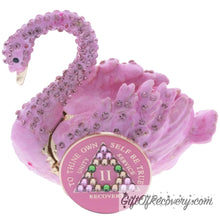 Load image into Gallery viewer, Pink Swawn Collector Bling Box/Sobriety Chip Holder (with Chip)
