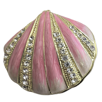 Pink Clam Shell Chip Holder with Matching Glitter Gold Crystalized Chip