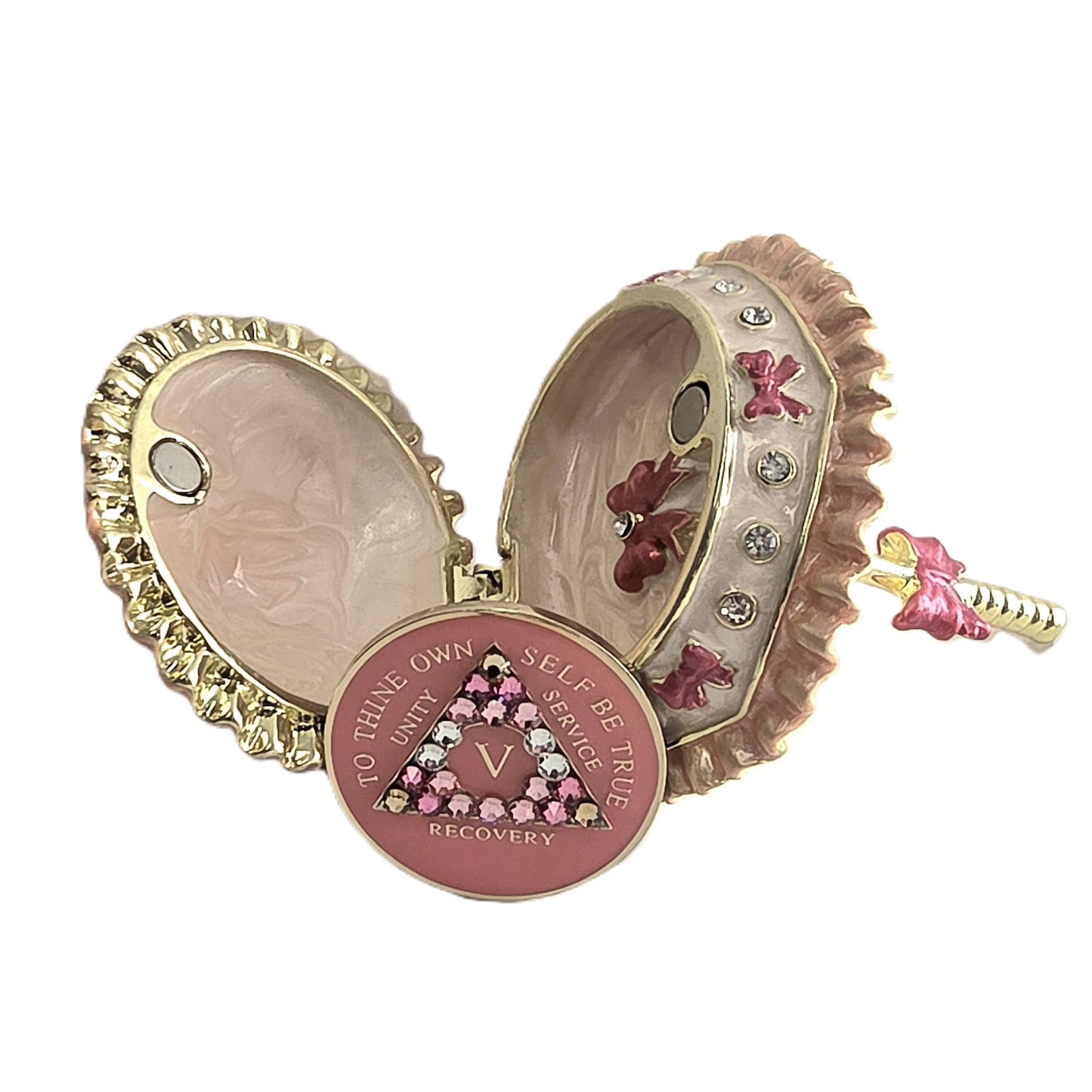 Pink and Cream Umbrella Chip Holder with Matching Pink chip