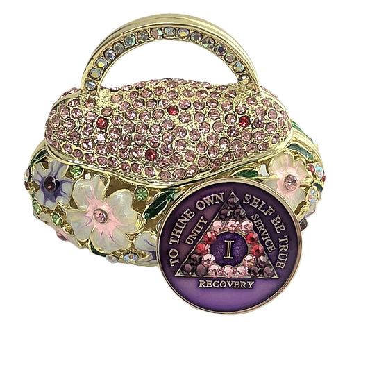 Chip Holder Purple and Cream Purse with Matching Purple chip