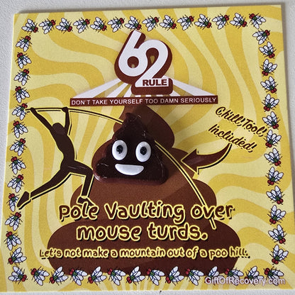 Rule 62 "Pole Vaulting Over Mouse Turds" Card plus charm