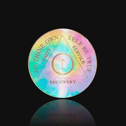 AA Recovery Medallion - Psychic-delic Change Colorful Tie-Dye Design