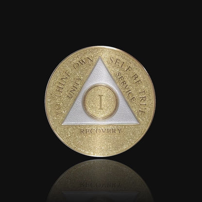 AA Recovery Medallion - Gold Glitter