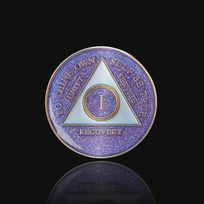 AA Recovery Medallion - Purple Glitter