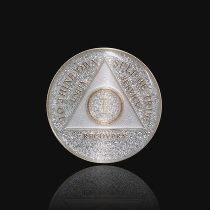 AA Recovery Medallion - Silver Glitter