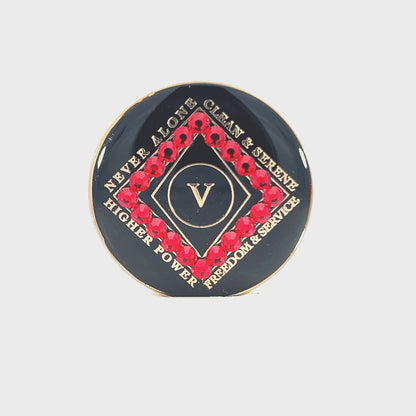 Clean Time Recovery Medallion with Red Siam Crystals