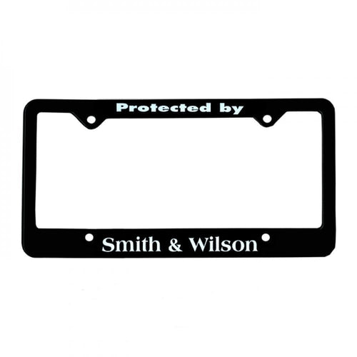 Protected By Smith & Wilson Recovery Related Plastic Auto License Plate Frame,