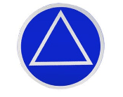 Round Alcoholics Anonymous Recovery Symbol Sticker, Available In 8 Colors Blue/Chrome
