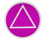 Round Alcoholics Anonymous Recovery Symbol Sticker, Available In 8 Colors Purple/Chrome