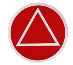 Round Alcoholics Anonymous Recovery Symbol Sticker, Available In 8 Colors Red/Chrome