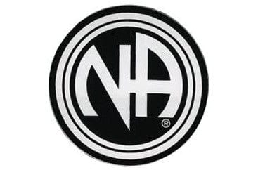 Round Narcotics Anonymous Initial Recovery Sticker, Available In 8 Colors Black/Chrome