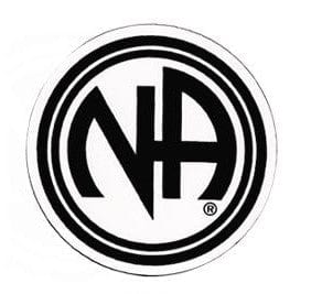 Round Narcotics Anonymous Initial Recovery Sticker, Available In 8 Colors Black/Clear