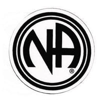 Load image into Gallery viewer, Round Narcotics Anonymous Initial Recovery Sticker, Available In 8 Colors Black/Clear
