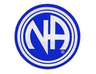 Round Narcotics Anonymous Initial Recovery Sticker, Available In 8 Colors Blue/Chrome