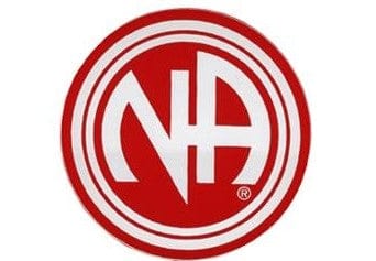 Round Narcotics Anonymous Initial Recovery Sticker, Available In 8 Colors Red/Chrome