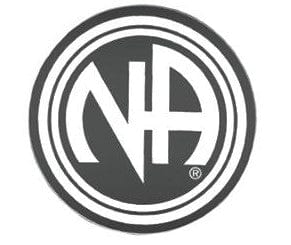 Round Narcotics Anonymous Initial Recovery Sticker, Available In 8 Colors Silver/White