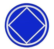 Load image into Gallery viewer, Round Narcotics Anonymous Recovery Symbol Sticker, Available In 8 Colors Blue/Chrome

