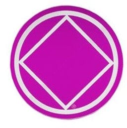 Round Narcotics Anonymous Recovery Symbol Sticker, Available In 8 Colors Purple/Chrome