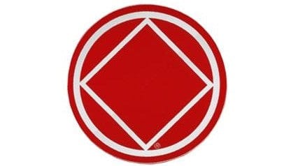 Round Narcotics Anonymous Recovery Symbol Sticker, Available In 8 Colors Red/Chrome