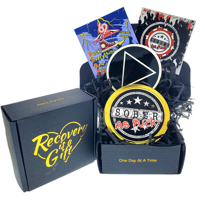 "Sober As Fuck" Recovery Celebration Value Gift Box 3x3