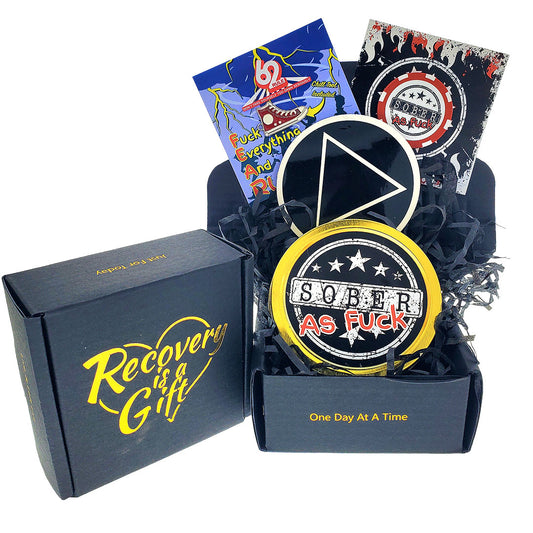 "Sober As Fuck" Recovery Celebration Value Gift Box 3x3