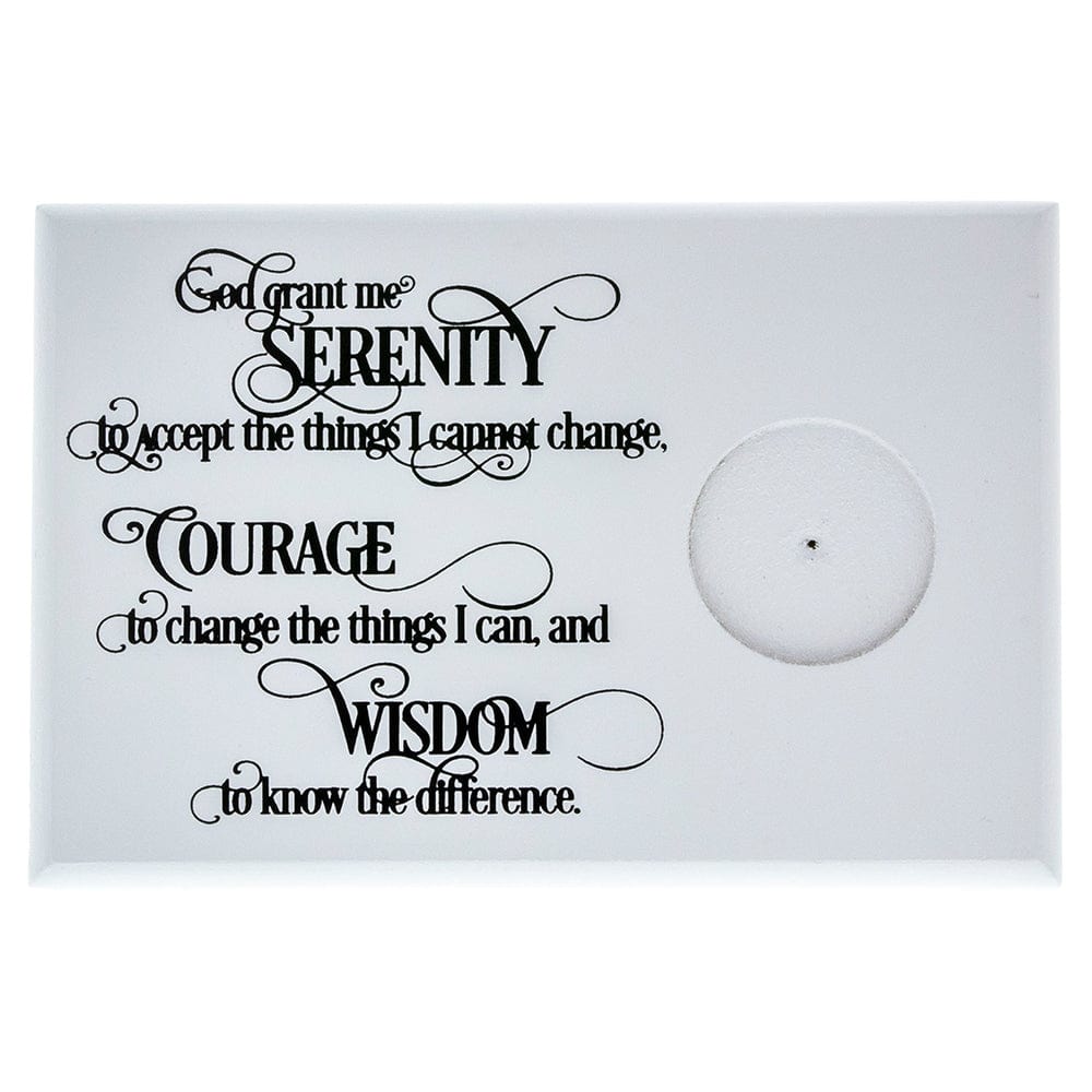 Serenity Prayer Coin Holder Plaque White (Horizontal)