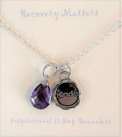 Silver Toned Miracles Necklace By Recovery Matters