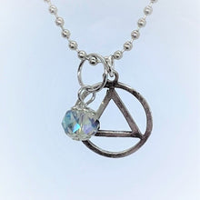 Load image into Gallery viewer, Silver Toned Necklace With  Alcoholics Anonymous Symbol By Recovery Matters
