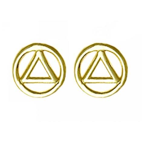 Small 14K Gold Alcoholics Anonymous  Symbol Stud Earrings