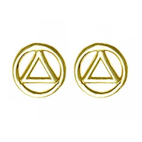 Small 14K Gold Alcoholics Anonymous  Symbol Stud Earrings