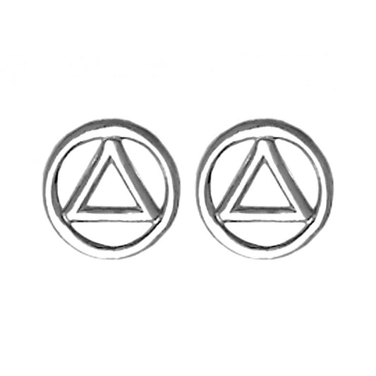 Small Sterling Silver Alcoholics Anonymous Symbol Stud Earrings