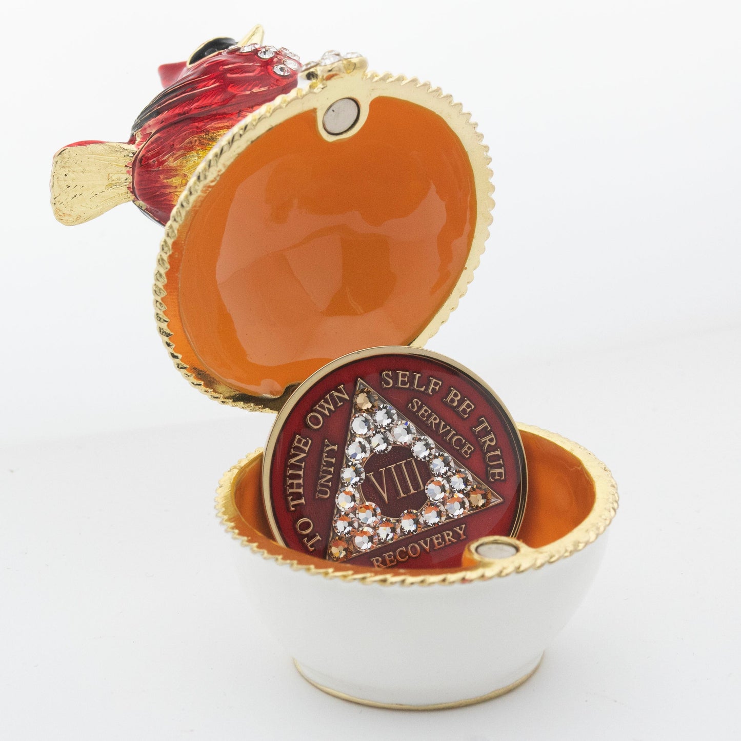 Sober Cardinal Collector Bling Box/Sobriety Chip Holder (with Chip)