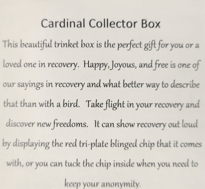 Sober Cardinal Collector Bling Box/Sobriety Chip Holder (with Chip)