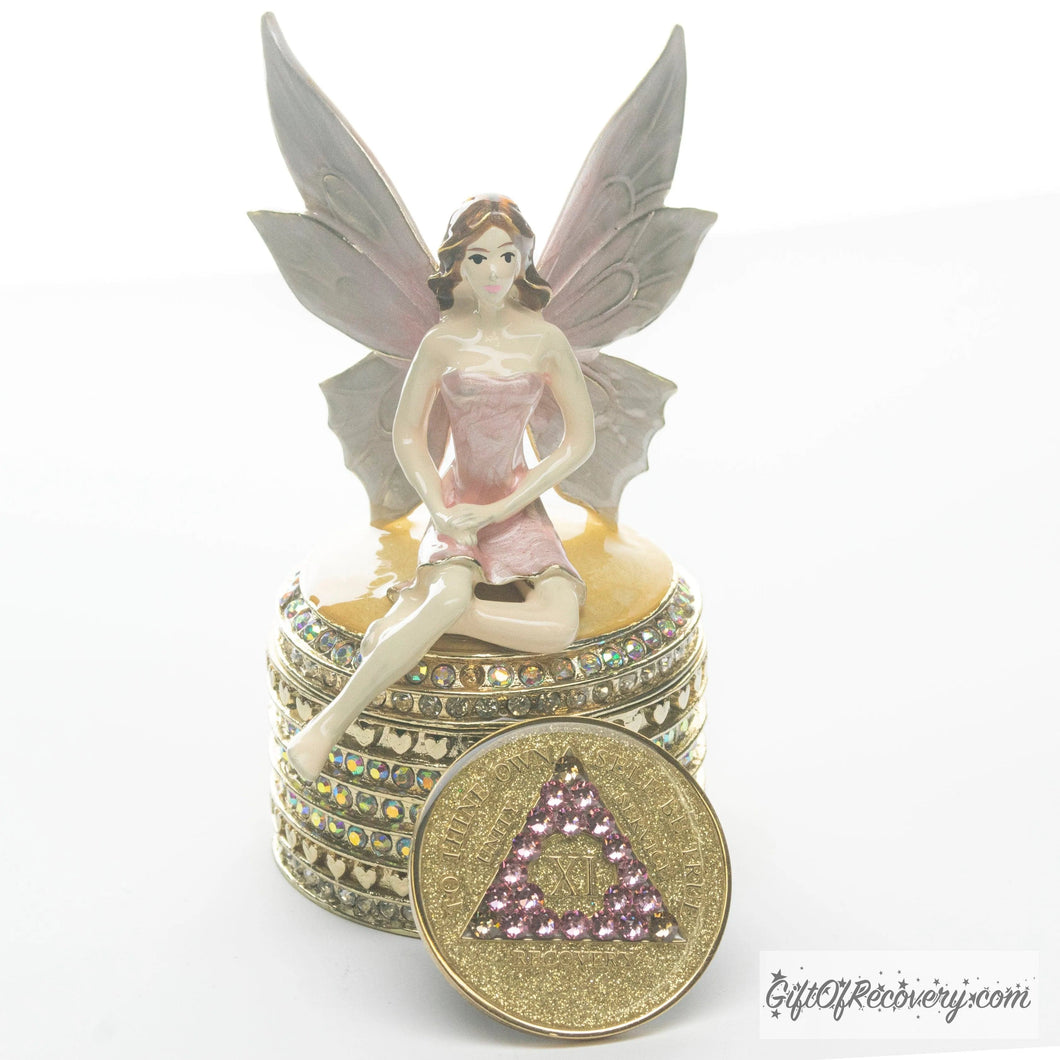 Sober Fairy Collector Bling Box/Sobriety Chip Holder (with Chip)