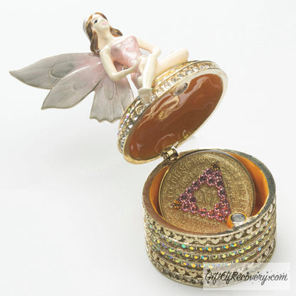 Sober Fairy Collector Bling Box/Sobriety Chip Holder (with Chip)