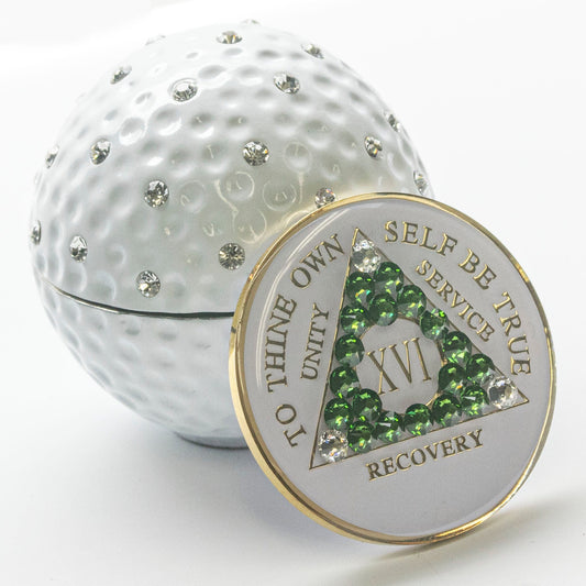 Sober Golfer Bling Box/Sobriety Chip Holder (with Chip)