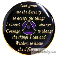 Load image into Gallery viewer, Sobriety Chip AA 10th Step Purple &amp; Diamond Crystallized
