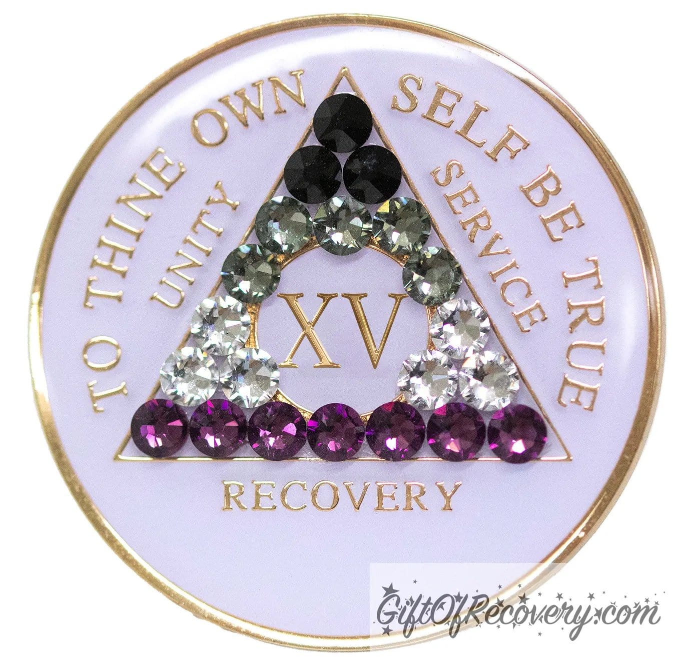 Sobriety Chip AA Asexual Bling Crystallized White Triplate 15