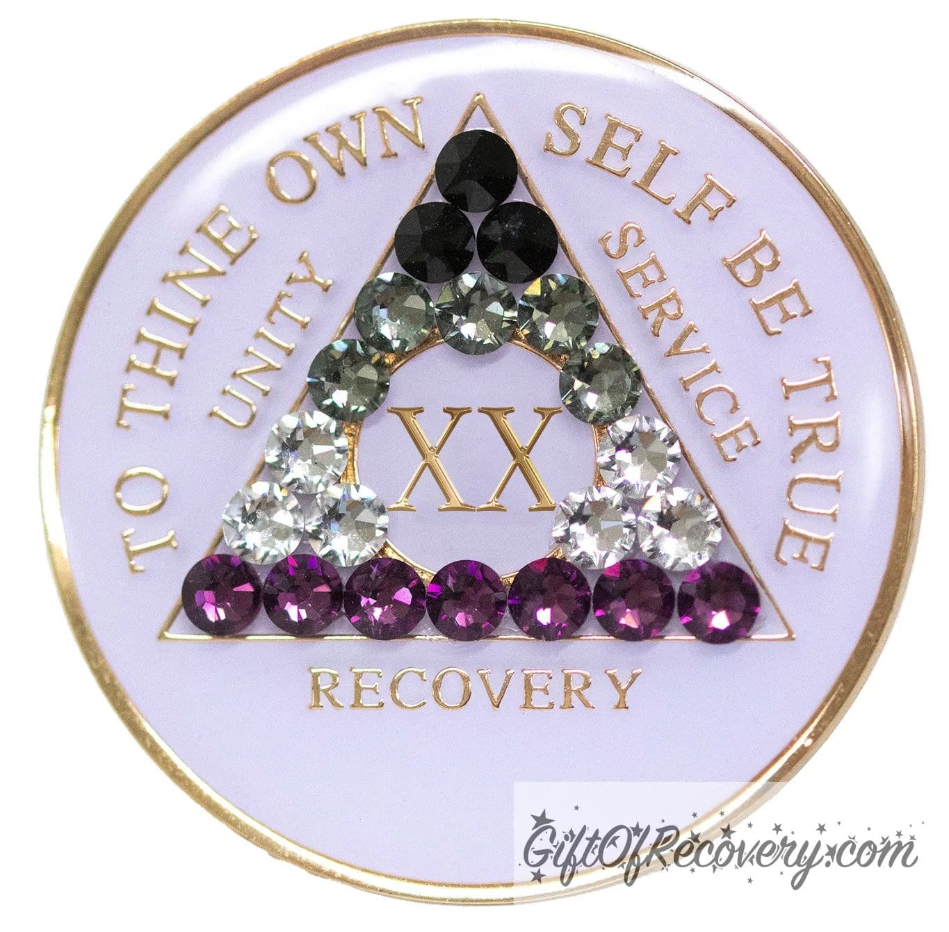 Sobriety Chip AA Asexual Bling Crystallized White Triplate 20