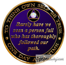 Load image into Gallery viewer, Sobriety Chip AA Aurora Borealis Bling Bill &amp; Bob Purple
